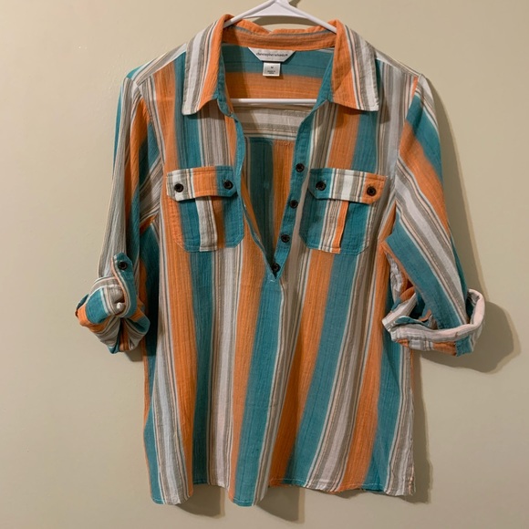 Christopher & Banks Stripped Adjustable Sleeves Top size Medium - Picture 10 of 16